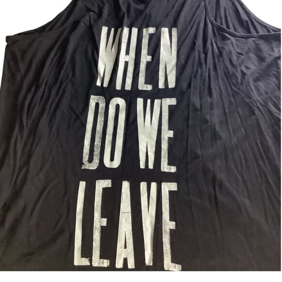 Old Navy Womens Black Graphic Tank Top 3X Plus When Do We Leave Print - Picture 11 of 12